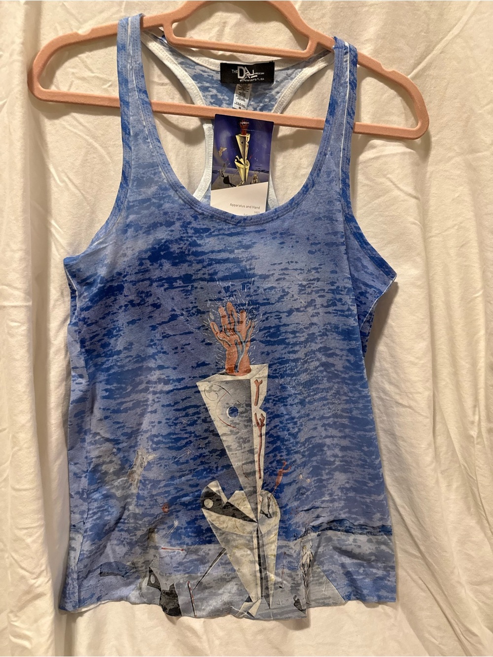 Salvador Dali Studio Blue Graphic Racerback Tank with Surreal Front Print
